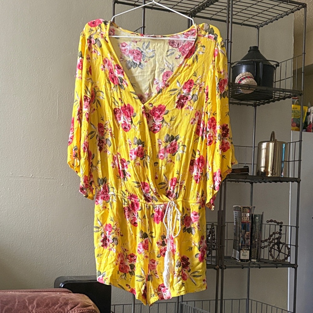 Umgee Yellow Floral Jumpsuit